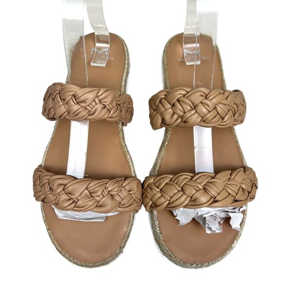 Marc Fisher Women Espadrille Sandals Jaimee Leather Braided Duo Straps Tan Sz 8M - Picture 4 of 8